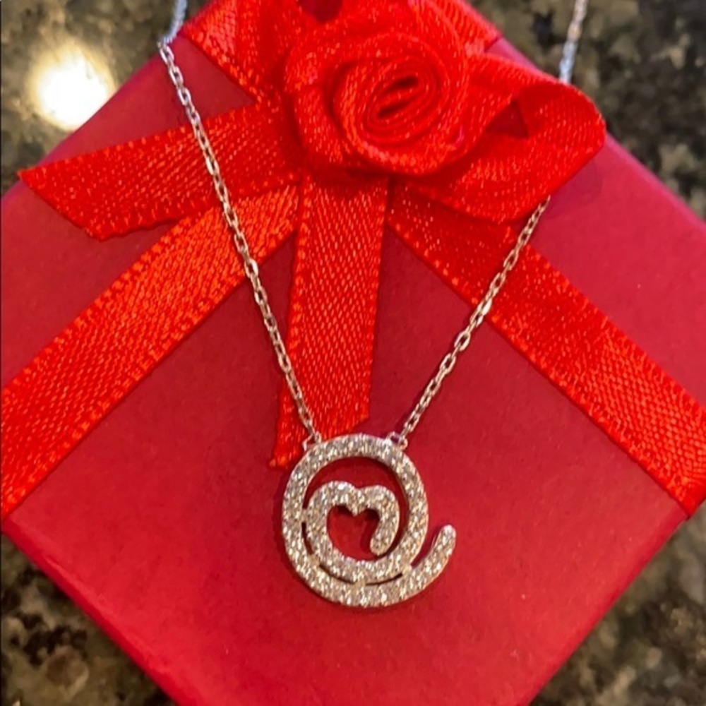 Eternity infinity curly Heart Necklace 16” to 18”